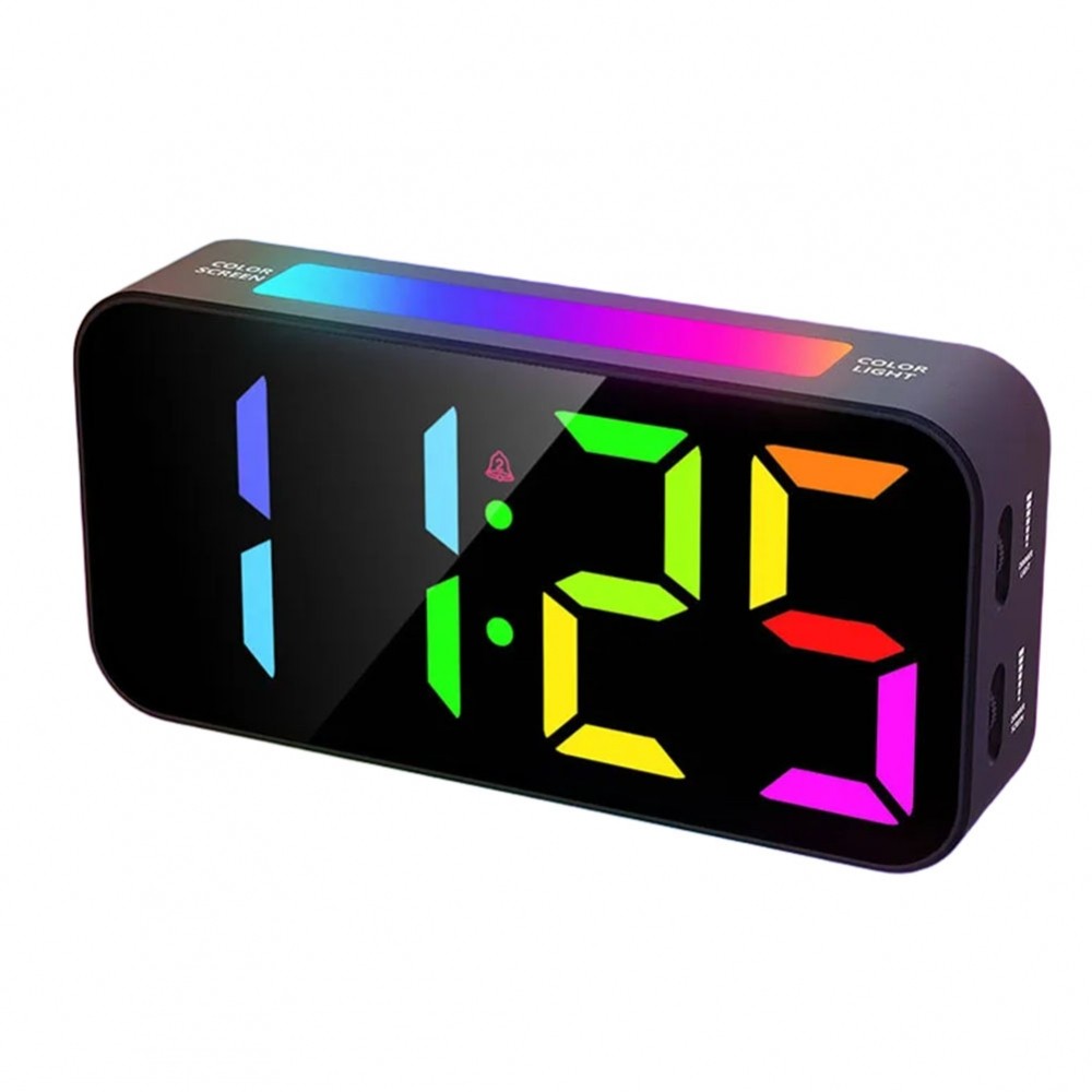 RGB color changing LED alarm clock with two alarms snooze and ...