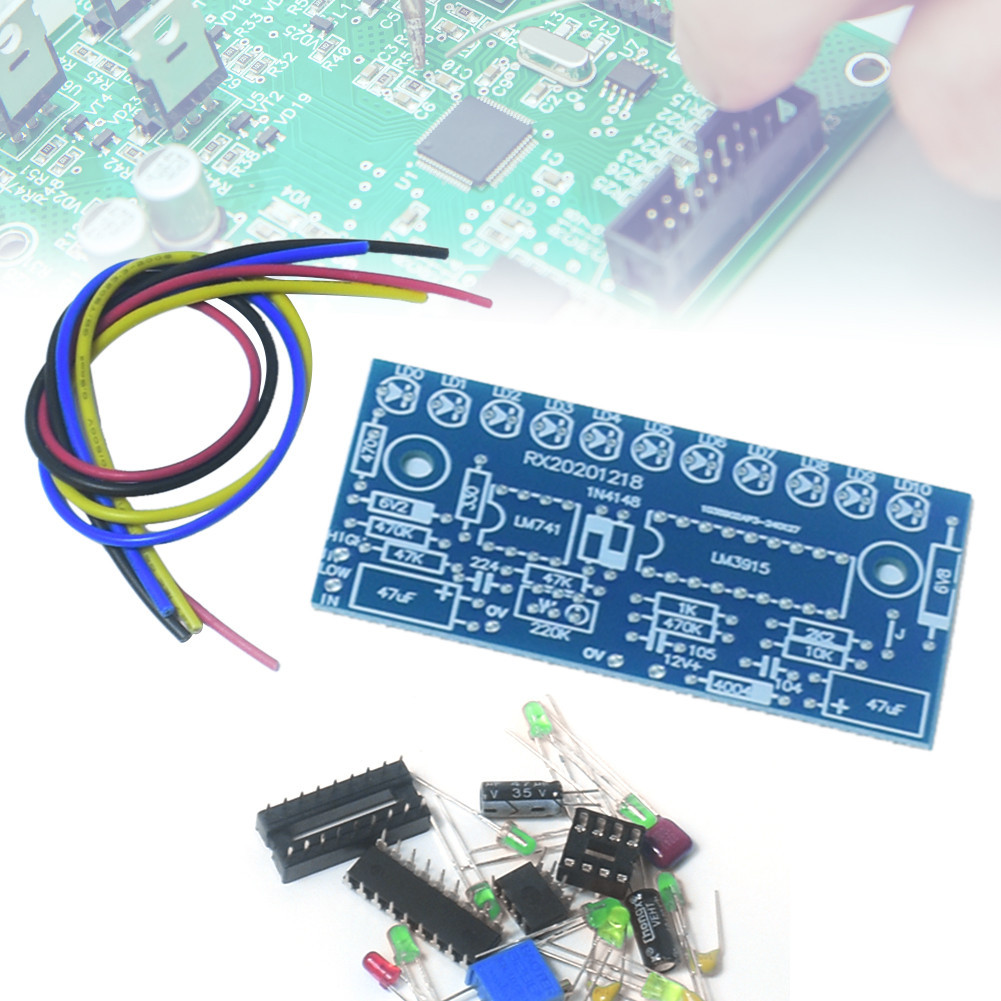 LM3915 10 LED Audio Level Indicator DIY VU Meter Preamp Power Amplifier