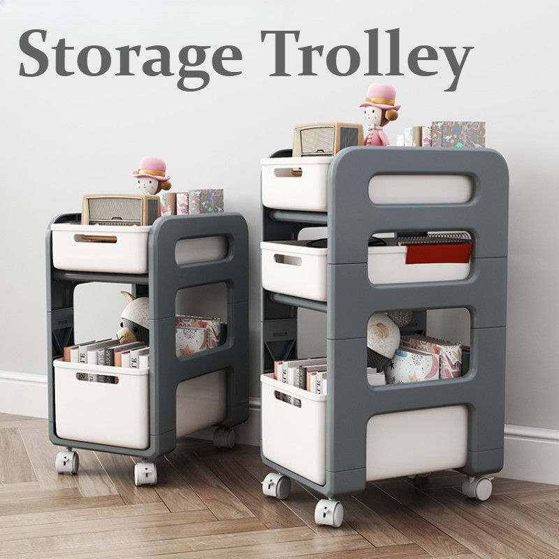 Multi-functional Storage Trolley, Wheeled Movable 2/3/4 Layer Drawer ...