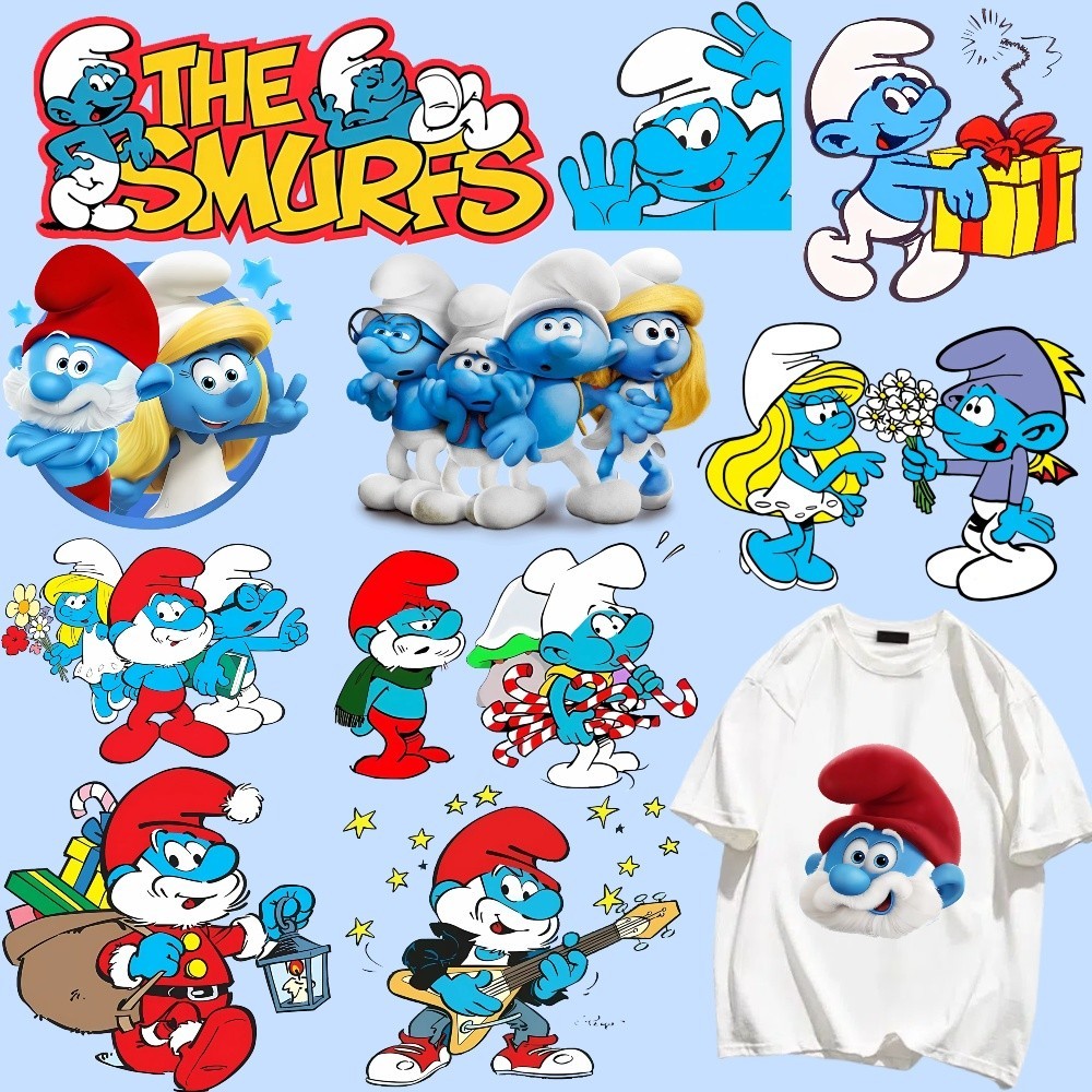 THE SMURFS Cartoon Printed Stickers Heat Transfer Thermal Conductive ...