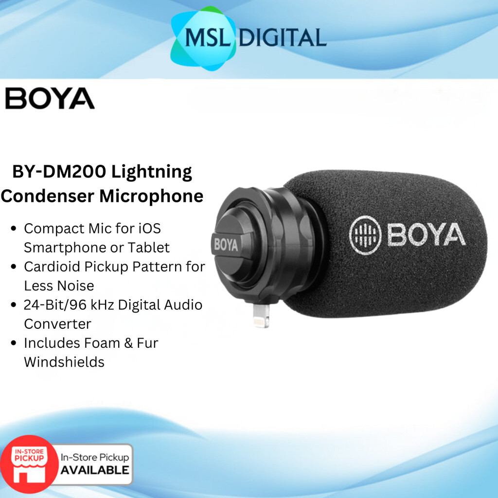 BOYA BY-DM200 Plug-In Digital Cardioid Microphone for L*ghtn*ng Devices ...