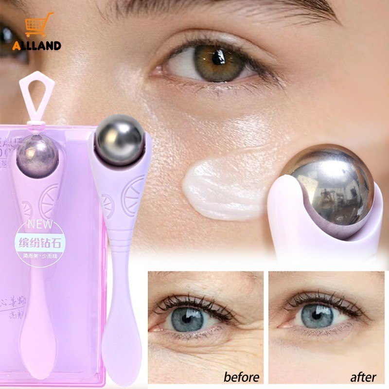 Frcolor Eye Massager Zauberstab – 2-in-1 Massagestab & Cremelöffel Gegen Augenermüdung (Silber)