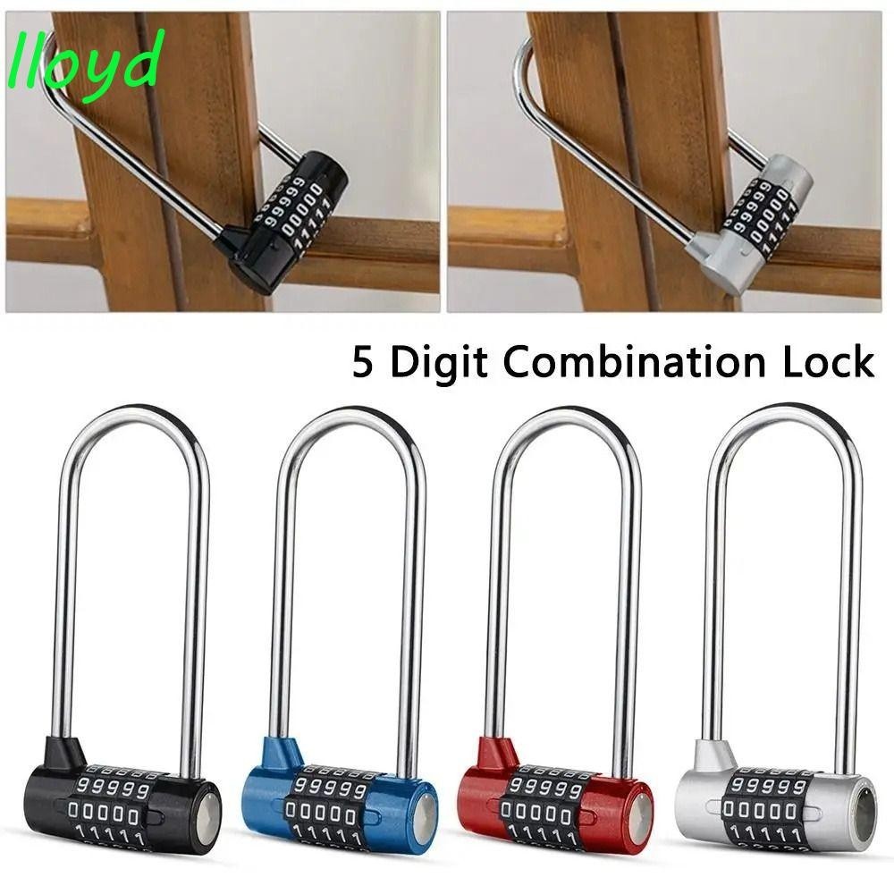 LLOYD Lengthened Shackle Lock, Safely 5 Digit Gym Door Lock, Portable U ...