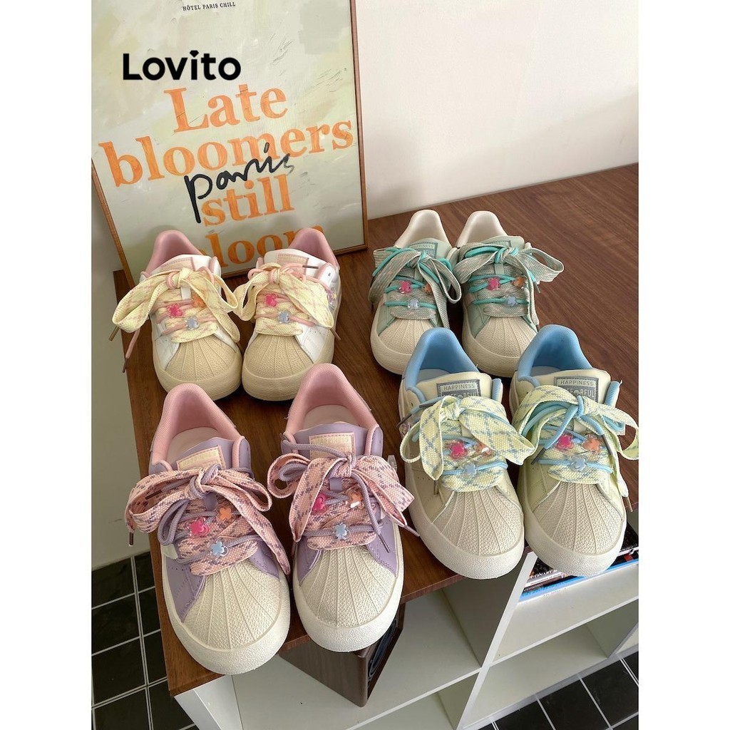 Lovito Casual Plain Colorblock Preppy Look Thick Sole Sneaker for Women ...