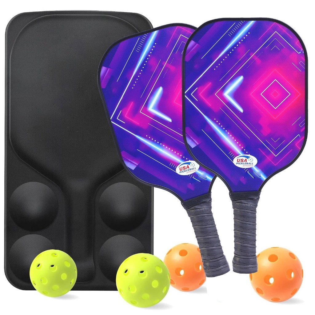 PTr! Pickleball Paddles, Fiberglass Surface Pickleball Set, Pickle Ball ...