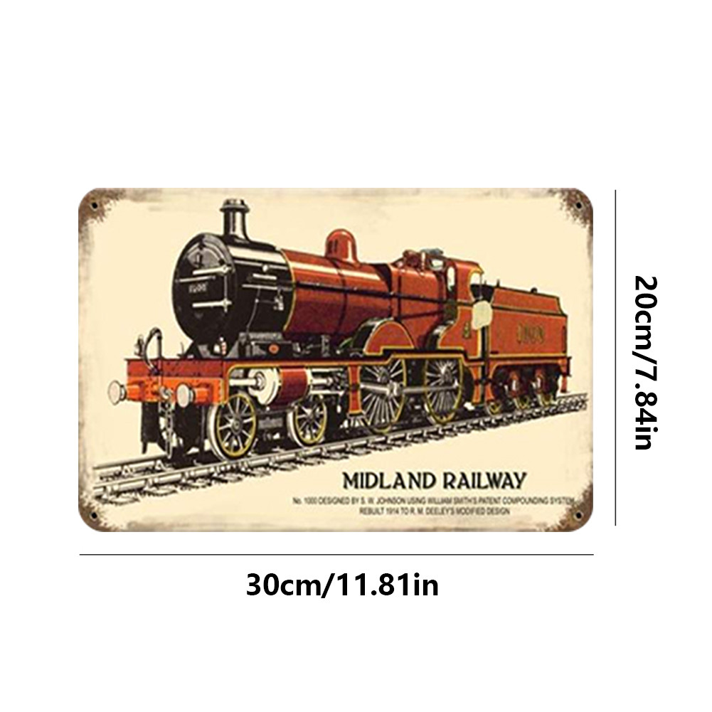 Vintage Metal Plate Train Rectangular Iron Painting Wall Home Bar Decor ...