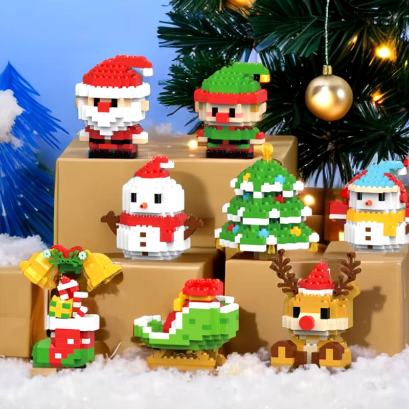 Christmas Building Block Series Santa Claus Reindeer Assembling Table ...