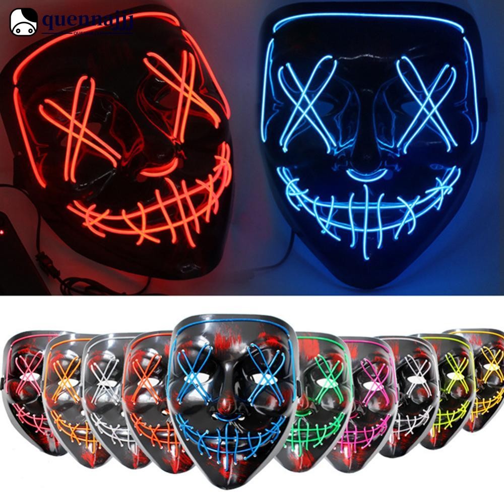 QUENNA LED Halloween Glowing Mask Led Mask Party Masquerade Masks Neon ...