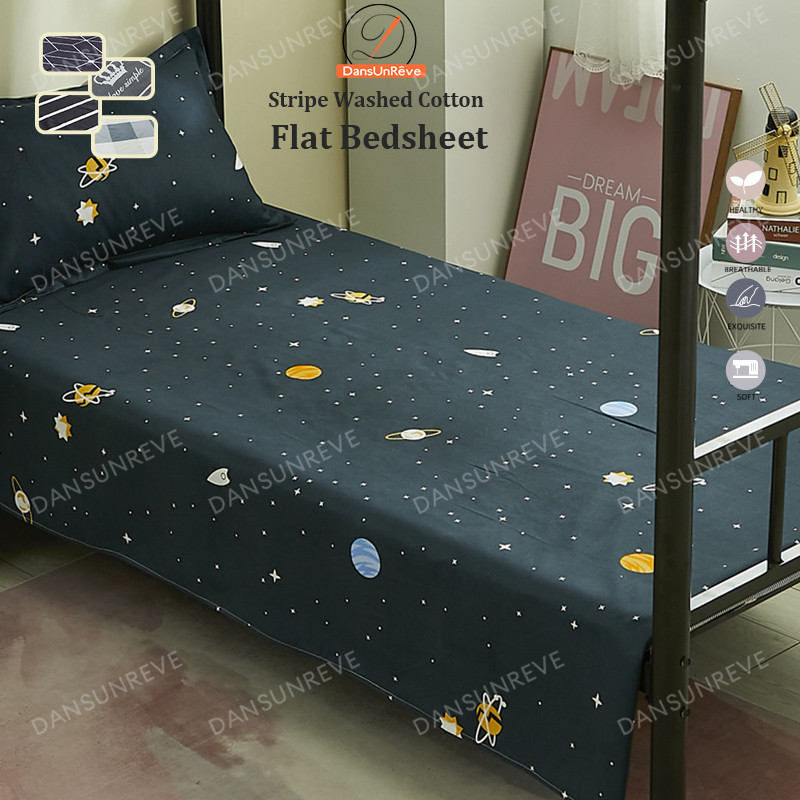 Dansunreve Flat Bed Sheet 床单 Geometric Print Student Flatsheet Star ...