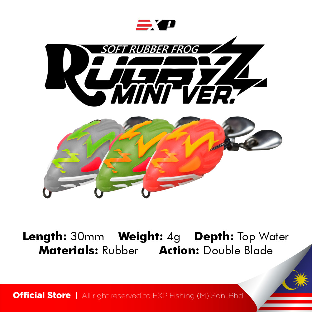 EXP RUGBY-Z Mini Soft Rubber Frog Expert For Snakehead Hunter Haruan ...