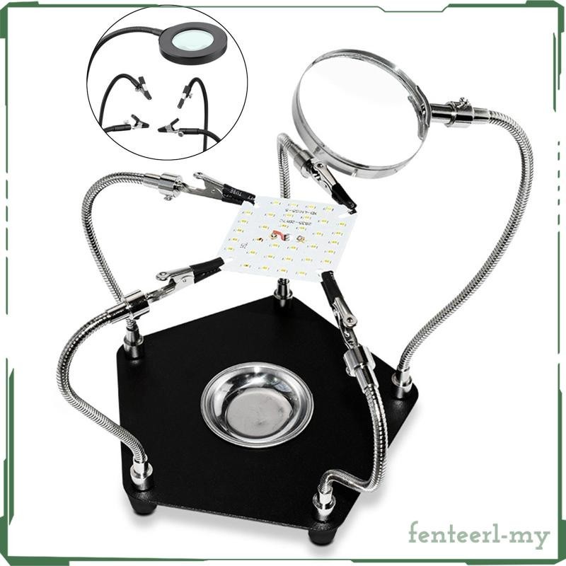 Helping Hands Soldering Station With Magnifying Glass & LED Light - 4 Flexible Arms