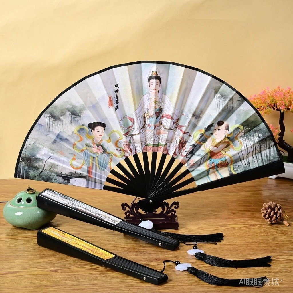 Hand fan 手扇 扇子 8寸折扇佛系纪念品旅游文创纪念品绢布扇子塑料工艺扇国潮扇 | Shopee Malaysia