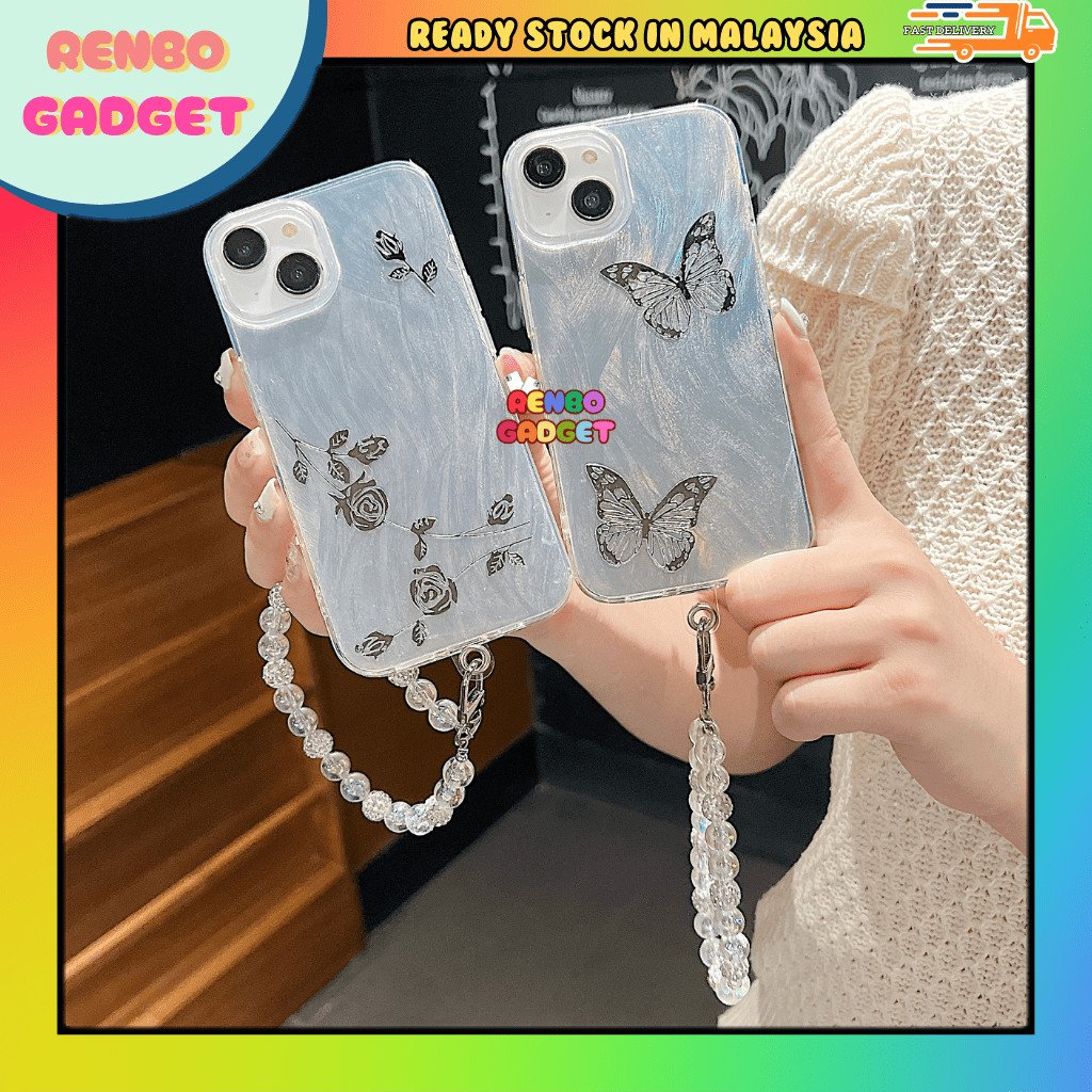 Honor X5b X6b X8a X8c X9 X9c Smart feather butterfly rose pearl chain ...