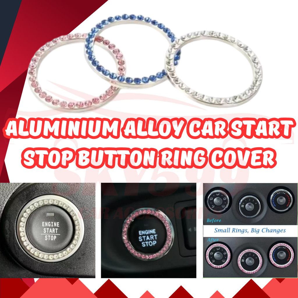Aluminium Alloy Car Start Stop Button/Push Start Key Decoration Ring ...