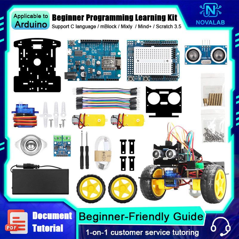 NovaLab Smart Robot Car Kit For Uno R3 with PDF Tutorial Compatible ...