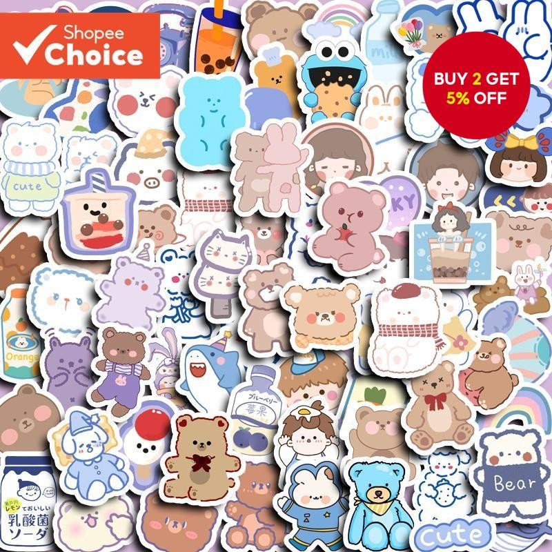 90pcs Cute Cocoa Bear Sticker Kids Diy Tool Computer Stickers for Water ...