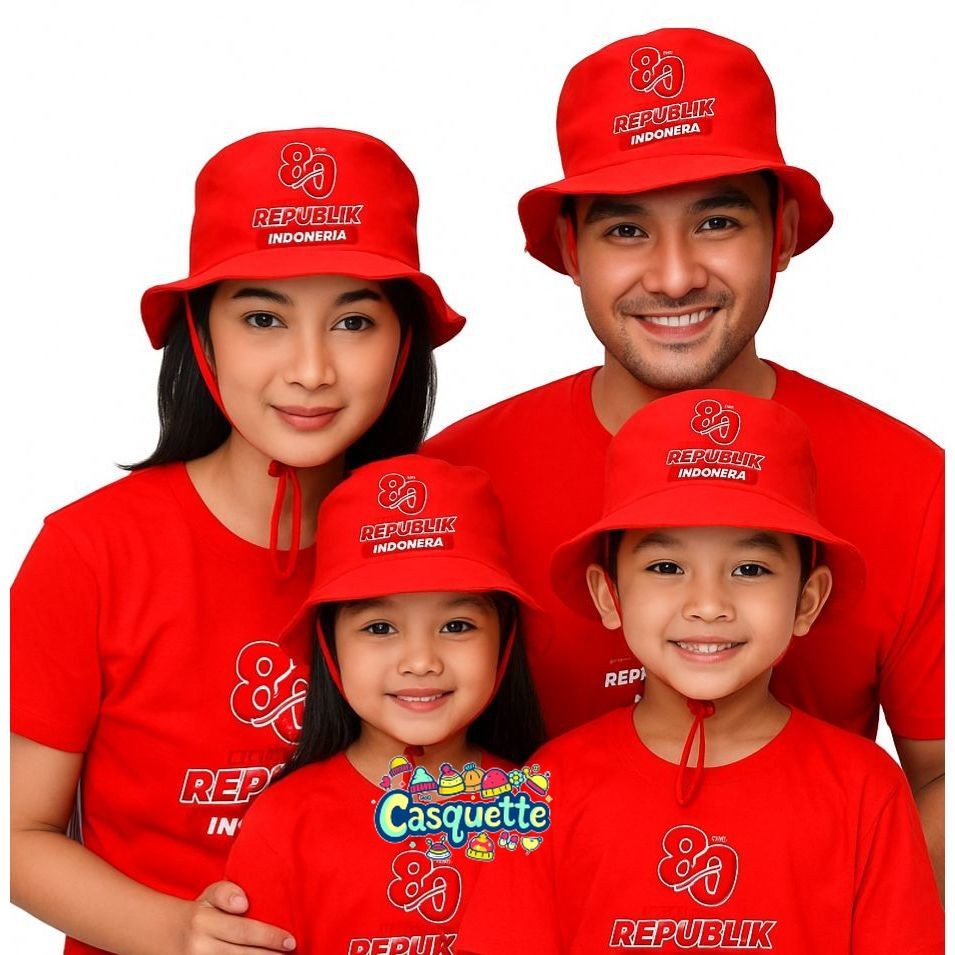 MERAH Red Jungle Bucket Hats for Children and Adults Screen Printed ...