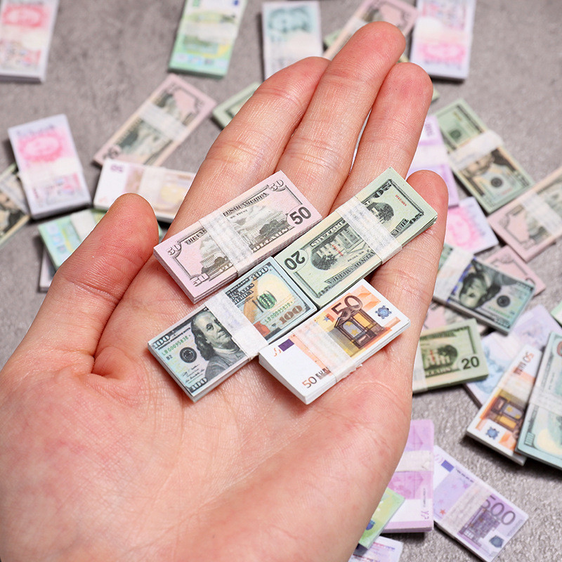 Simulation Mini Toy Props Banknotes Dollar Euro Pound Small Banknotes ...
