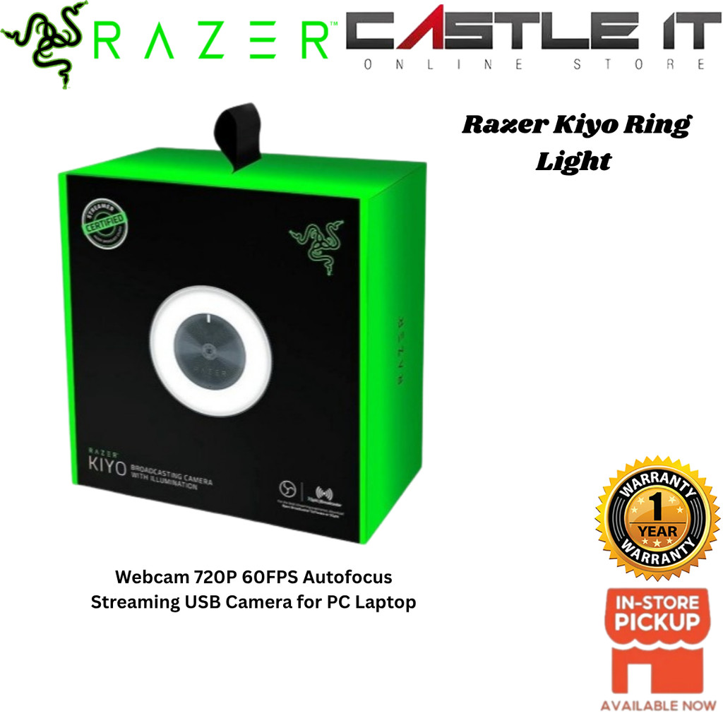Razer Kiyo Ring Light Webcam 720P 60FPS Autofocus Streaming USB Camera ...