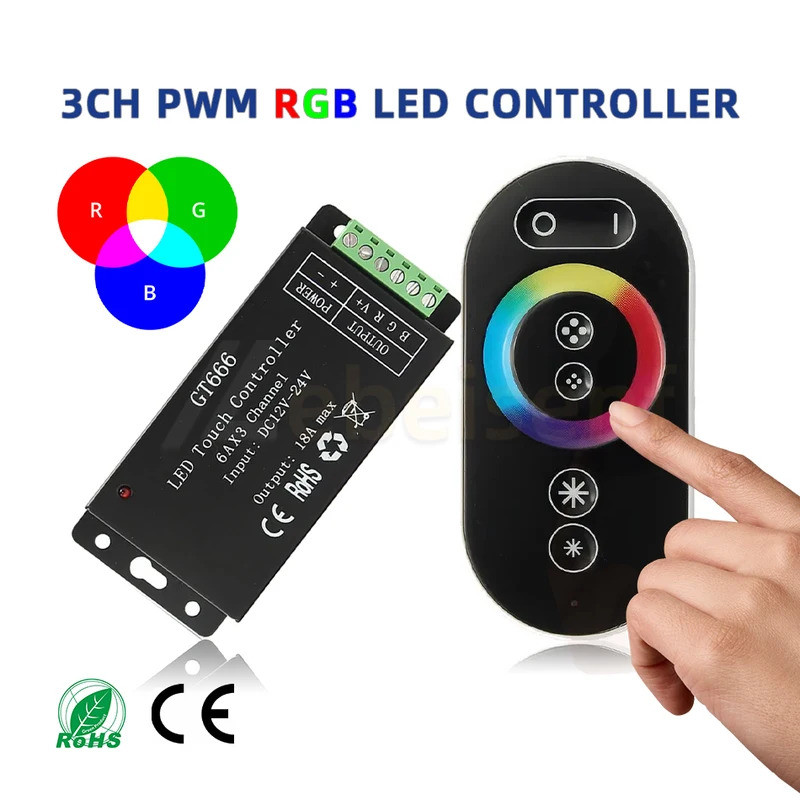 Centralina controller RGB multicolore RF 2.4Ghz 12.5A 3CH dimmer 12/24V