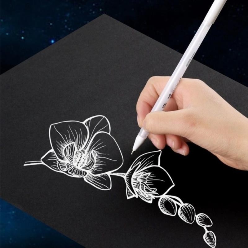高光笔手绘绘画白色画画笔记号笔油漆笔手账黑卡专用美术白色的笔High gloss pen, hand drawn painting ...
