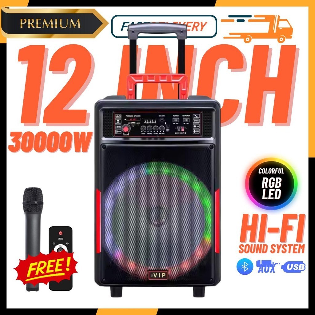 Wireless Bluetooth Karaoke Speaker 12 inches 30000W outdoor trolley ...