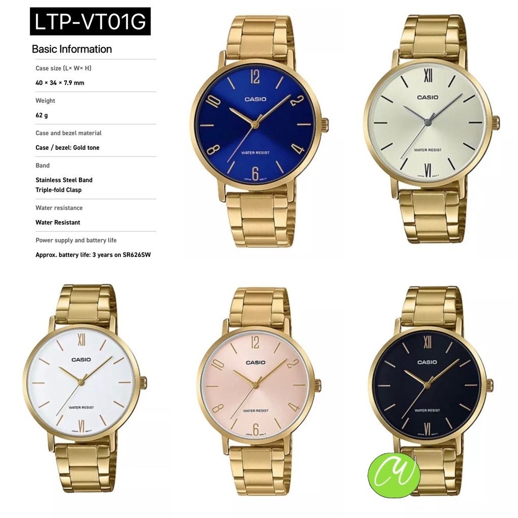 [CASIO WOMEN] CASIO LADIES ANALOG GOLD TONE SLIM WATCH MODLE LTP-VT01G ...