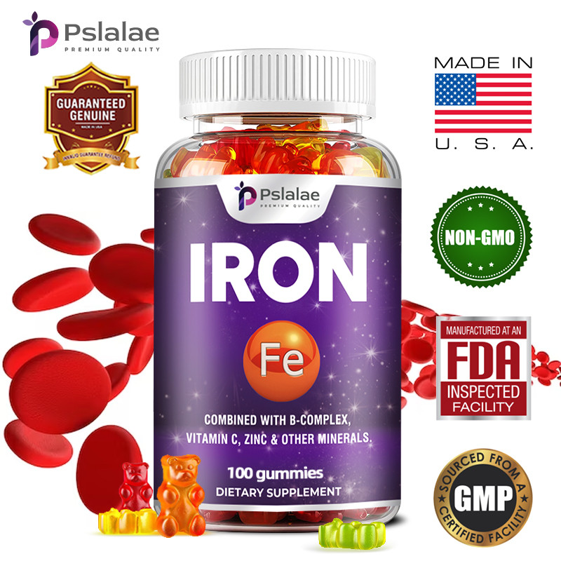 Pslalae Iron Gummies for Men and Women 10 mg, Iron Supplement Gummies