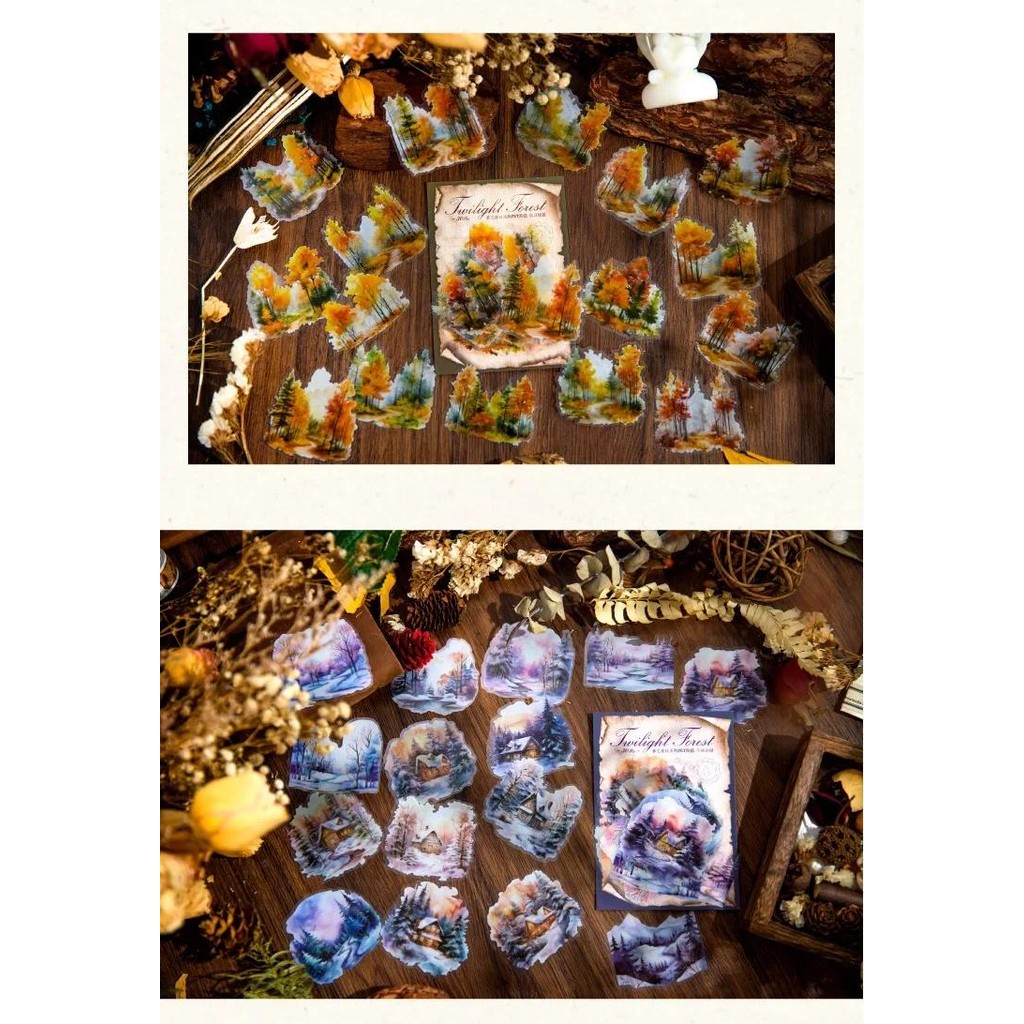 JIANWU Twilight Woods Series Vintage Plant Trees Landscaping Material