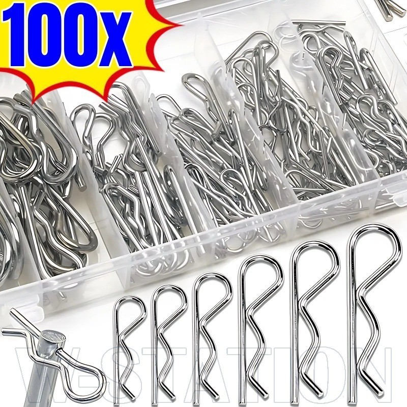 100Pcs R Shaped Spring Cotter - R Type Spring Cotter Pin - Wave Shape ...