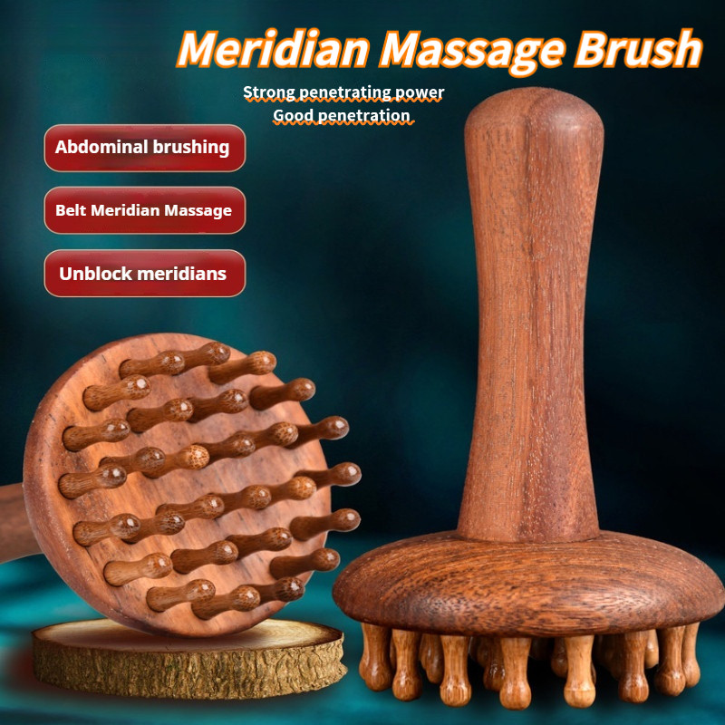 Sandalwood Meridian Brush - Full Body Gua Sha & Abdomen Massager for ...