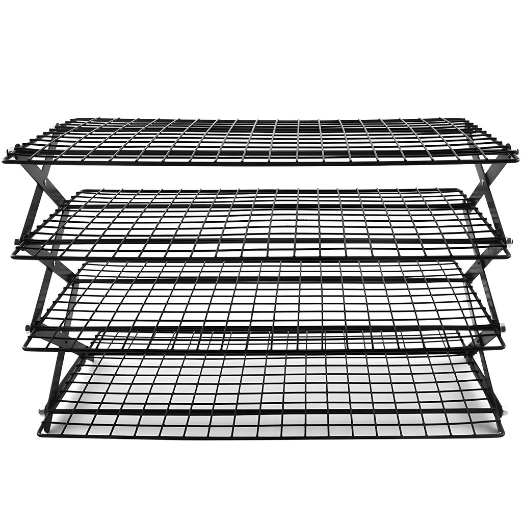 4-Tier Foldable Cooling Rack - Heavy Duty Iron Wire, For Baking ...