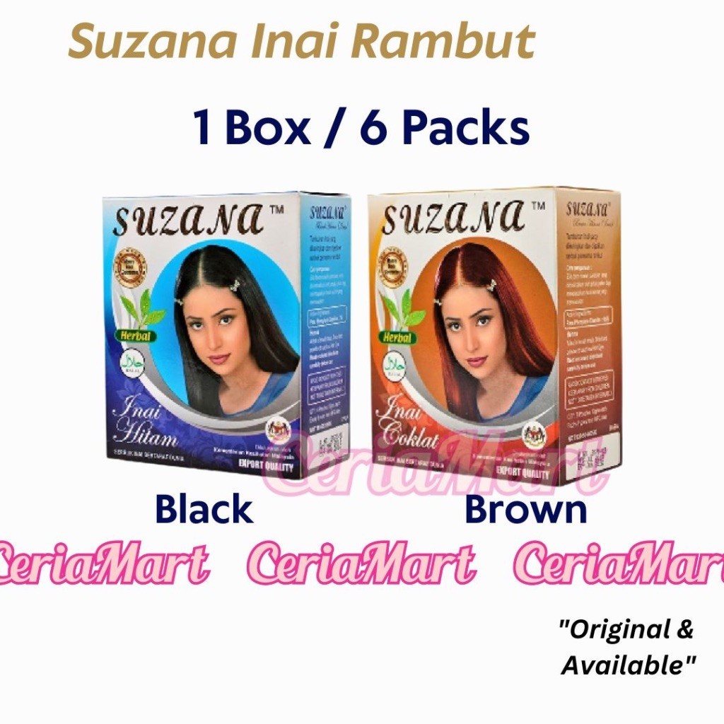 Suzana Henna Hair Coloring Powder Inai Rambut Inai ( Black/ Brown) 1 ...