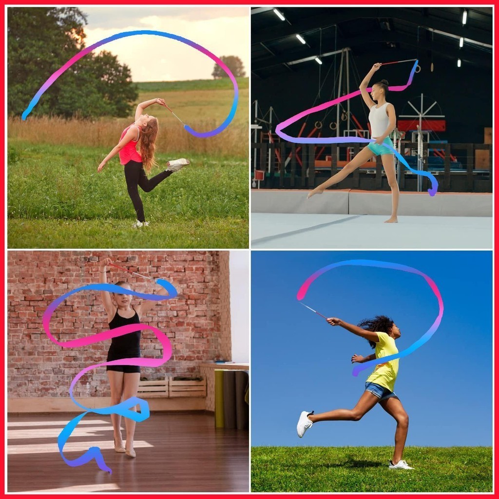 Dance Ribbons for Kids Gradient Color Ribbon Sticks 78.7 Inch Ribbon ...
