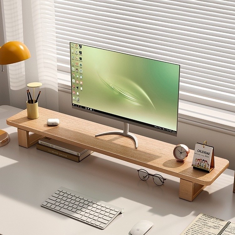 Solid Wood Computer Riser Multi-Function Computer Desktop Storage ...
