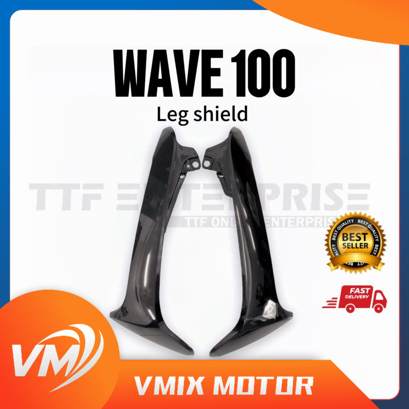 HONDA WAVE100 FRONT COVER LEG SHIELD R/L (BLACK) SAYAP KEPOK WAVE 100 ...