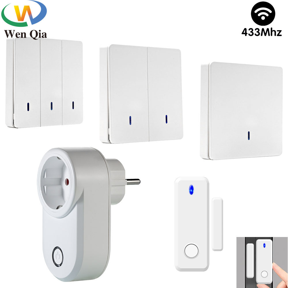 433MHz Wireless Programmable Smart Socket and Push Button Wall Switch ...