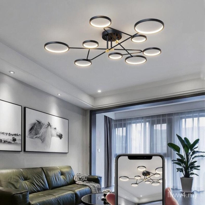 Lampu gantung ruang tamu 2021 tahun lampu siling LED baru pakej lampu ...