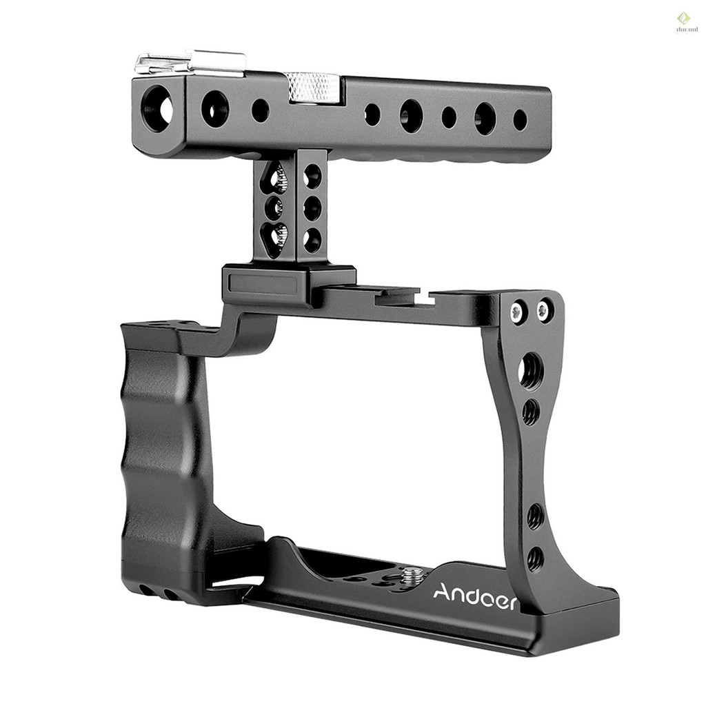 Andoer Camera Cage + Top Handle Kit Aluminum Alloy with Cold Shoe Mount ...