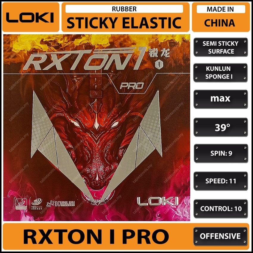 Loki Rxton 1 Pro Semi Sticky Elastic Table Tennis Rubber Getah Ping ...
