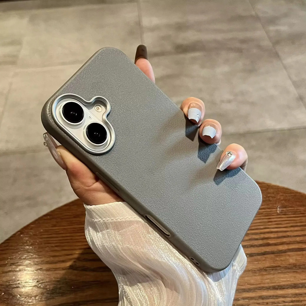 Luxury Leather Texture Bumper Shell Phone Case For iPhone 16 15 14 13 ...
