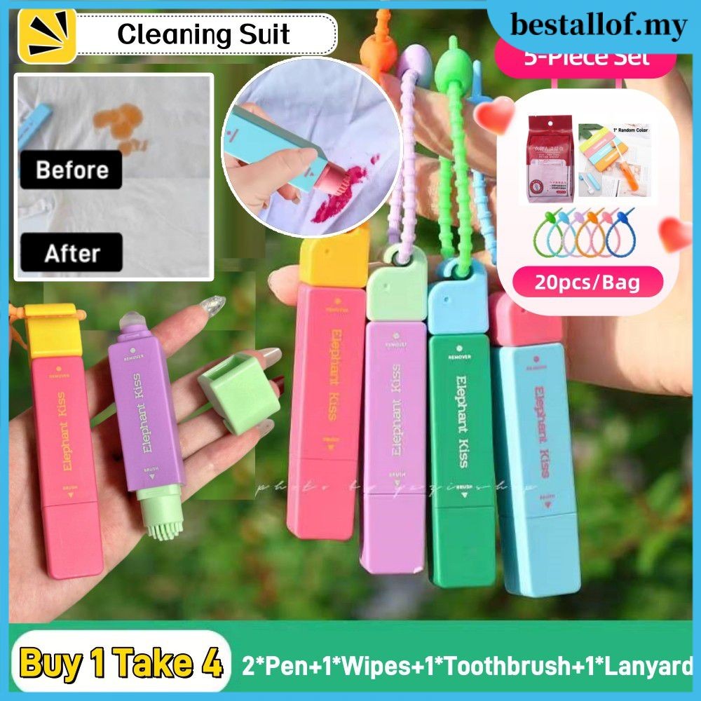 (Buy 1 Take 4) Stain Remover Pen Emergency Wipes Folding Toothbrush ...
