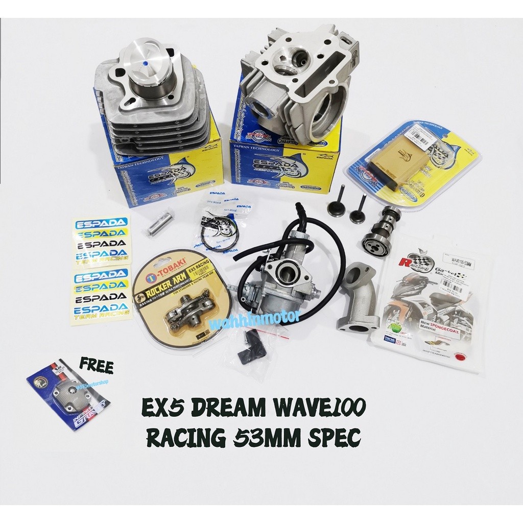 ESPADA RACING 53MM BLOCK SET EX5 DREAM WAVE100 W100 HEAD 23MM 27MM ...