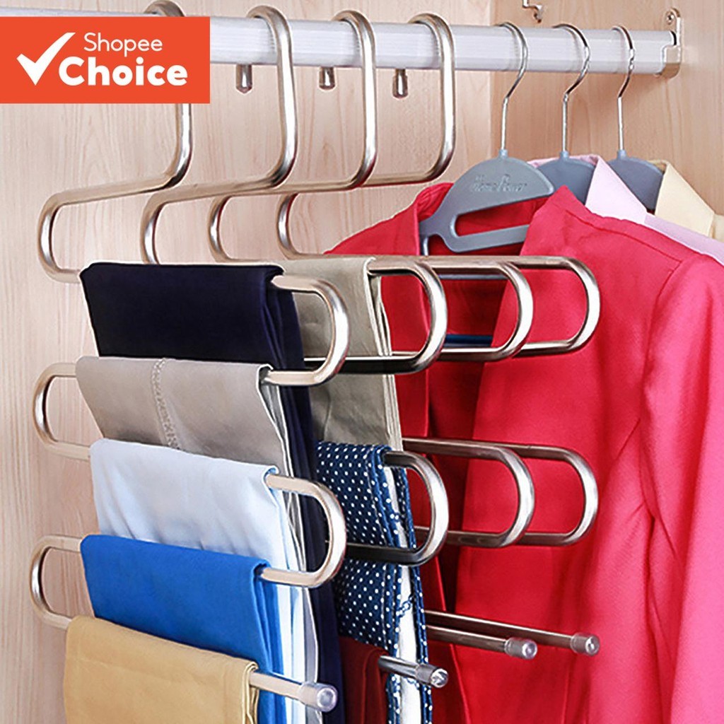 5 Layers Multi-functional Clothes Hangers Non-slip Pant Storage Rack ...