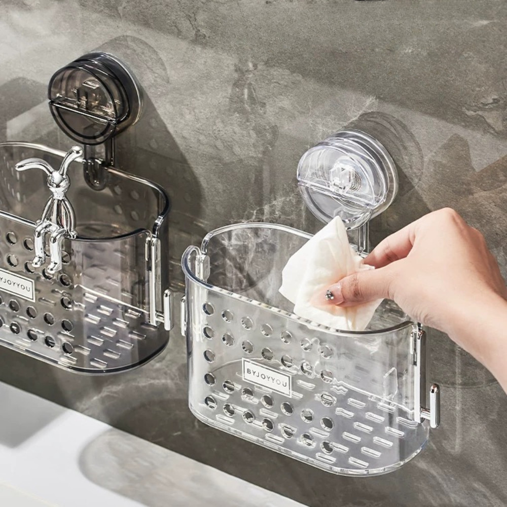 Luxury Suction Bathroom Rack Cup Rack Perforation-No Drilling Wall ...