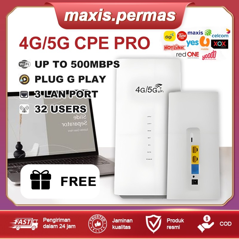 Router WiFi 4G 5G LTE CPE PRO Tanpa Fiber Sambung 32 Peranti Rumah ...