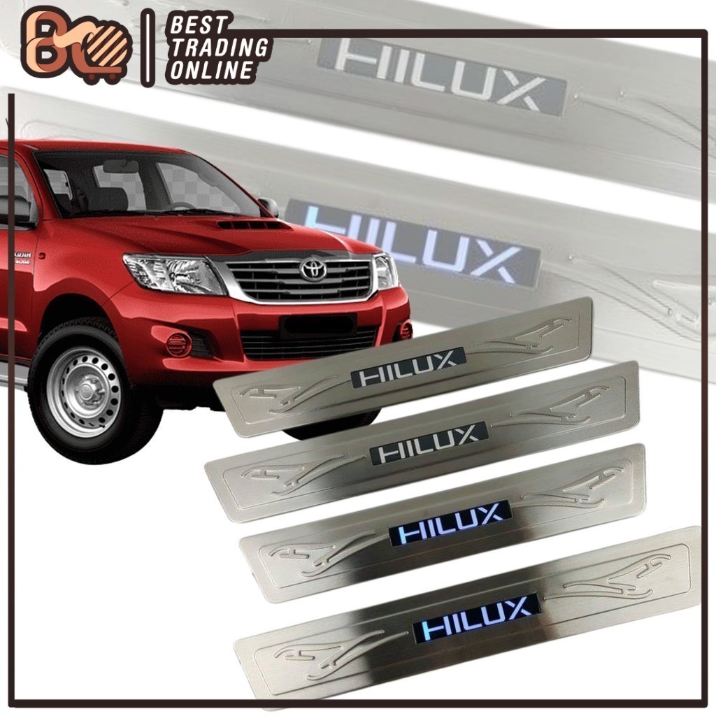 Toyota Hilux 20042015 Chrome Stainless Steel Blue LED Car Door Side