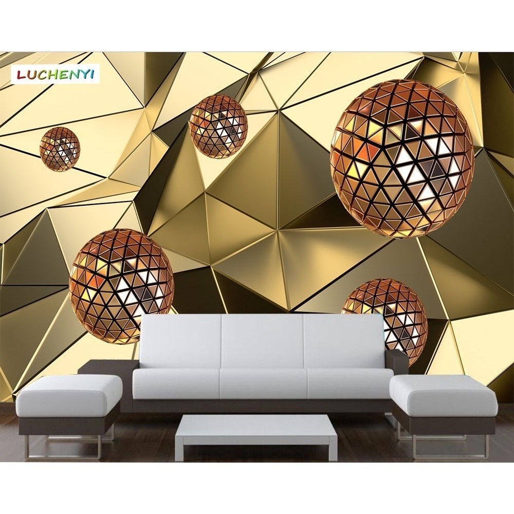 Custom abstract luxury golden triangle lines ball mural wallpaper Game ...