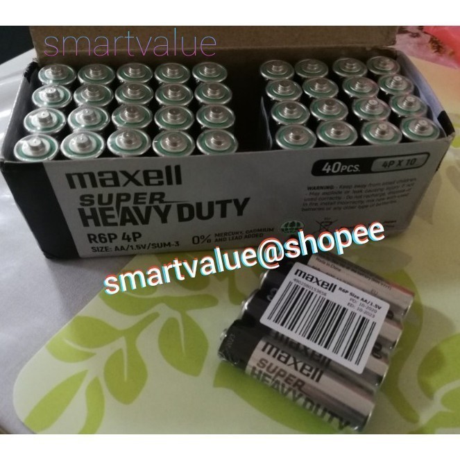 MAXELL Super Heavy Duty AA Size Zinc Batteries Model R6P 4P 1.5Volts ...