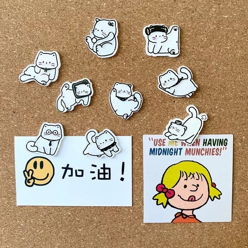 Cute Cartoon Cat Felt Board/Corkboard Pushpin Black and White Comic ...